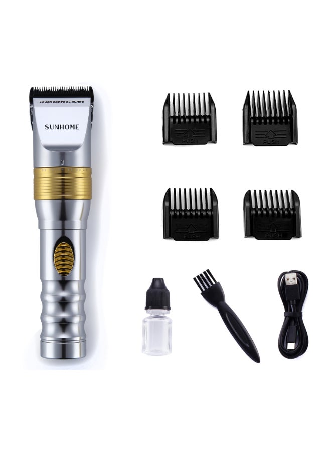 Professional Rechargeable Electric Hair Clipper Silver/Gold