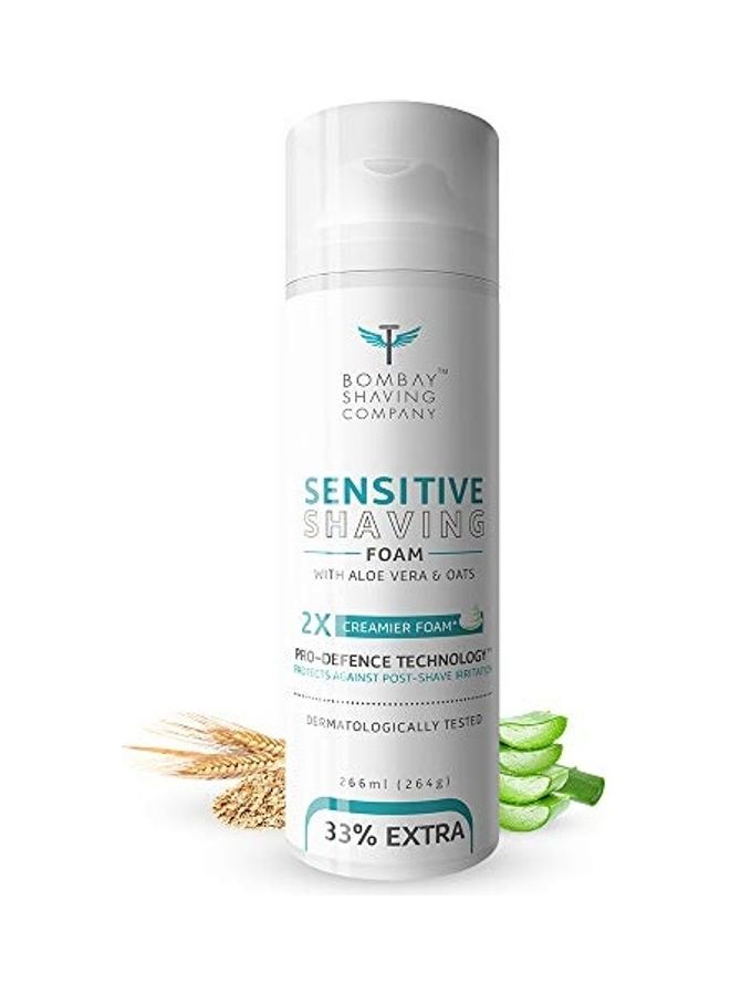 Sensitive Shaving Foam (33% Extra) With Aloe Vera And Oats Multicolour 266ml