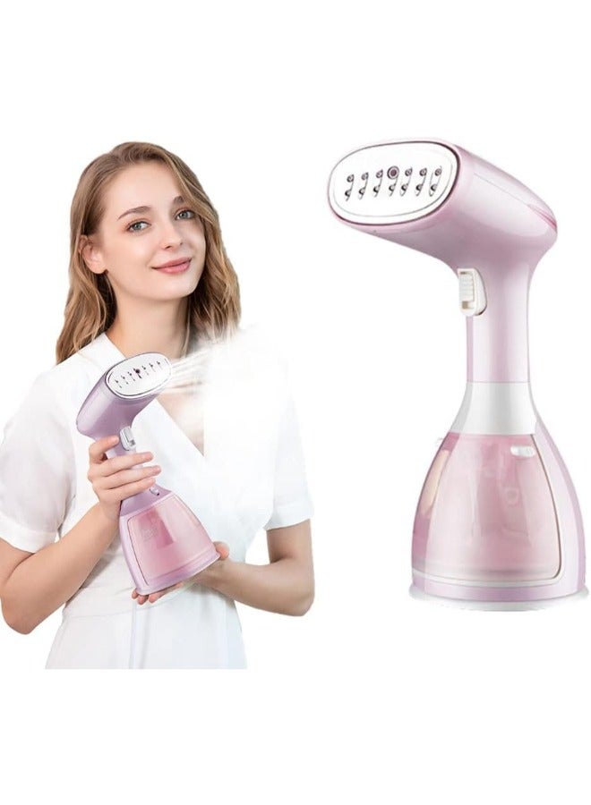 Portable Clothes Steamer Iron: 1500W Fast Heating, 15s Heat-up, 350ml Tank, Auto Shut Off, Wrinkle Remover for Travel & Home - Pink.