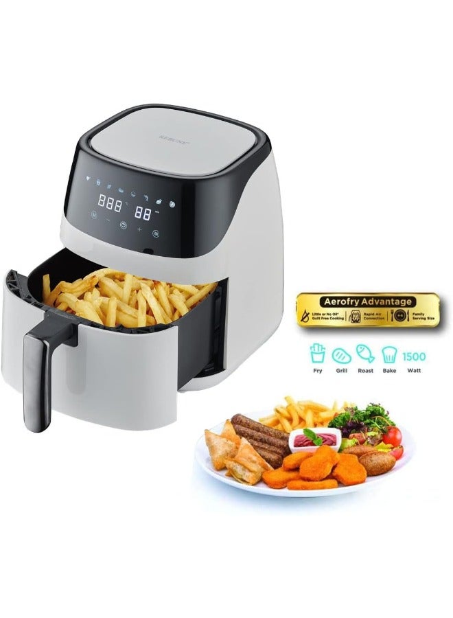 Plastic Air Fryer: Touch-Controlled, 1500W , 5L,  LED Display, Preset Programs, Healthy Cooking, Effortless Operation.