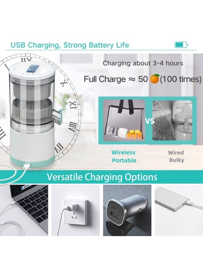 Rechargeable Portable Electric Citrus Juicer Blender - USB Charging, Hands-Free Operation, Powerful Squeezer Machine for Orange, Lemon, Grapefruit - Convenient Juice Maker.