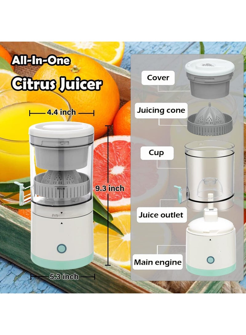 Portable Electric Citrus Juicer - USB Charging, Hands-Free Operation, Powerful Squeezer Machine for Orange, Lemon, Grapefruit - Rechargeable Juicer Blender Combo.