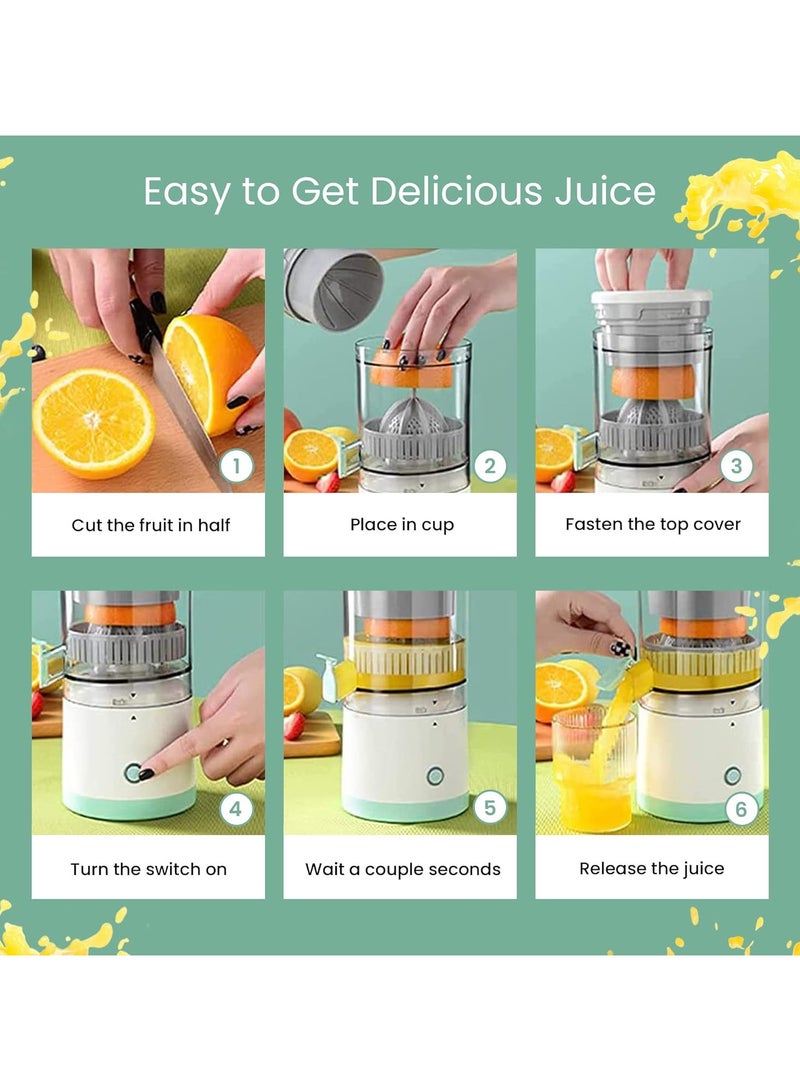 Portable Electric Citrus Juicer - USB Charging, Hands-Free Operation, Powerful Squeezer Machine for Orange, Lemon, Grapefruit - Rechargeable Juicer Blender Combo.