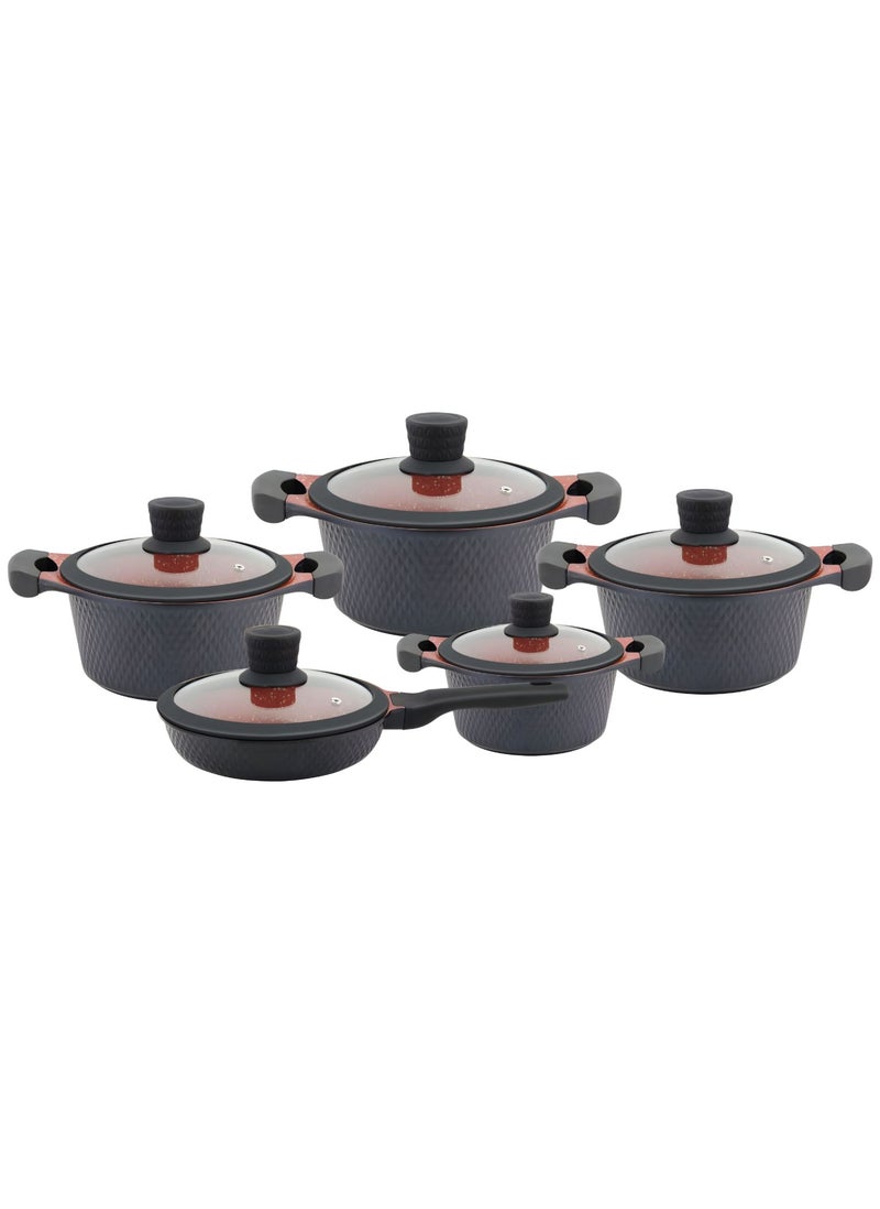 10 PCs Cast Aluminum Non-Stick Cooking Pot Non Stick | Cookware Sets of Pots and Pans with Non-Stick Coating