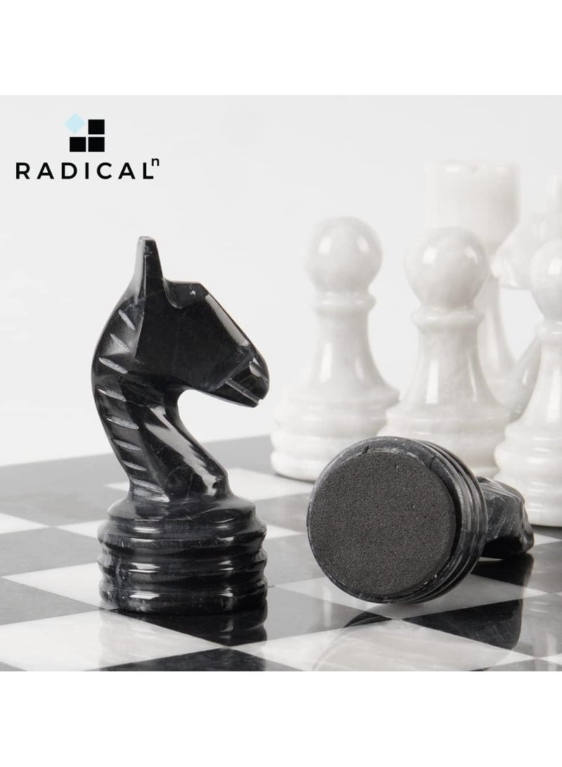 Radicaln Black and White Marble Large Chess Figures Total 32 Suitable for 16 to 20 inch chess board