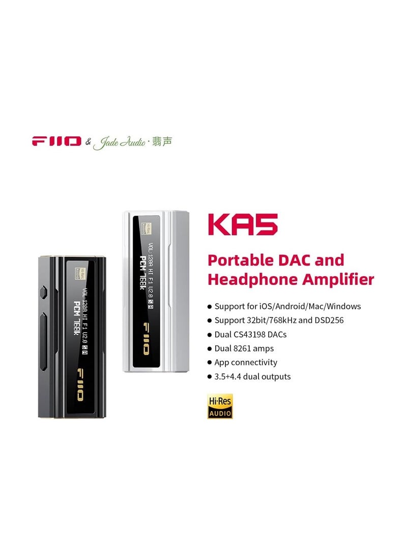 JadeAudio KA5 USB DAC Headphone Amp dongle Volume Control PCM 768kHz DSD 256 Headphone Outputs 3.5Mm/4.4Mm For Android/iOS/Mac/Windows