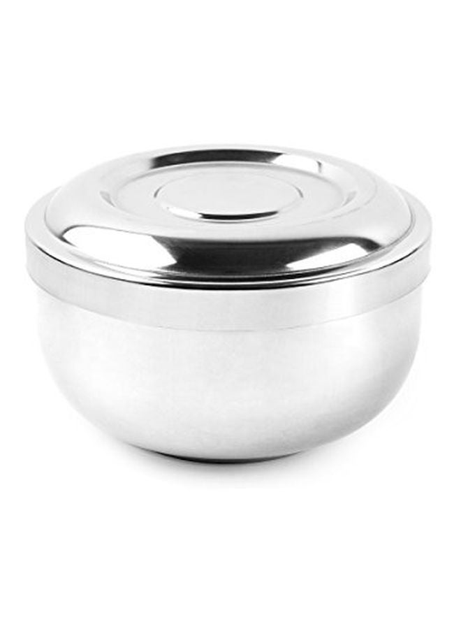 Stainless Steel Shaving Soap Bowl With Lid Silver