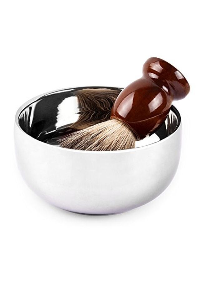 Stainless Steel Shaving Soap Bowl With Lid Silver