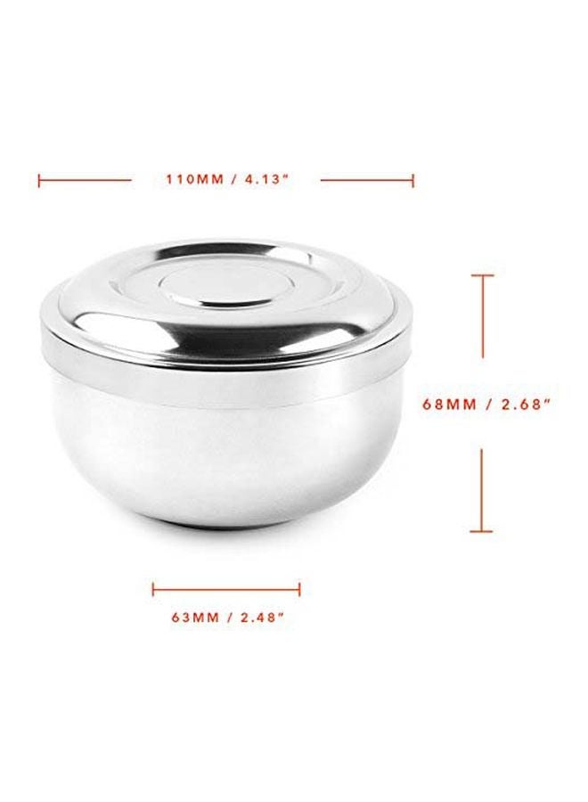 Stainless Steel Shaving Soap Bowl With Lid Silver