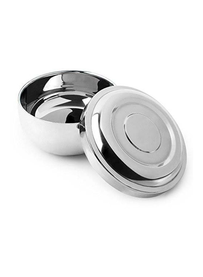 Stainless Steel Shaving Soap Bowl With Lid Silver