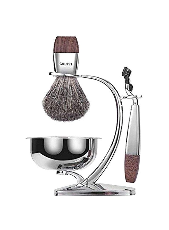 Shaving Gift Set Silver/Brown/Black