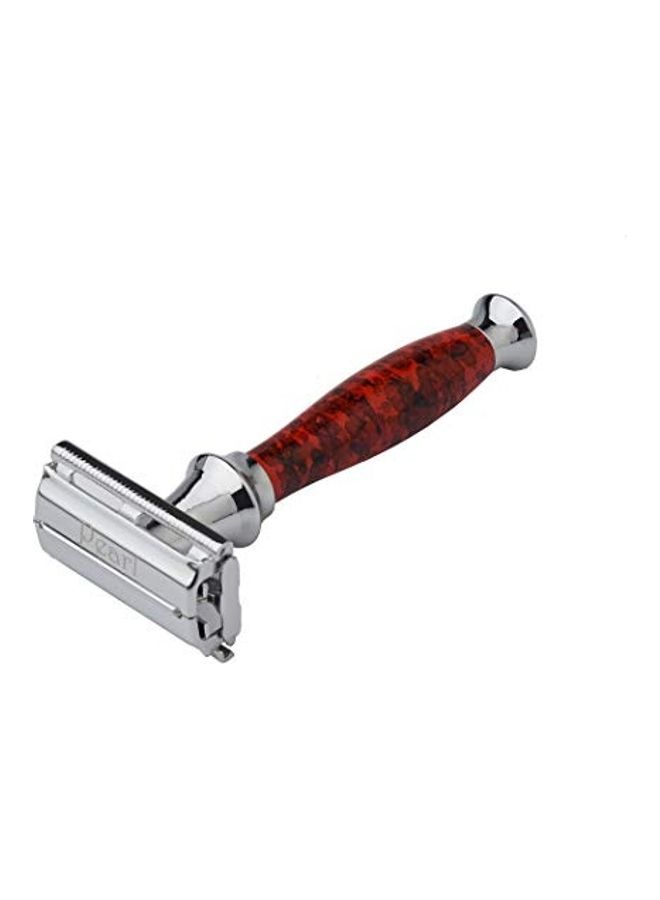 Shaving Double Edge Butterfly Safety Razor Marble Red/Silver