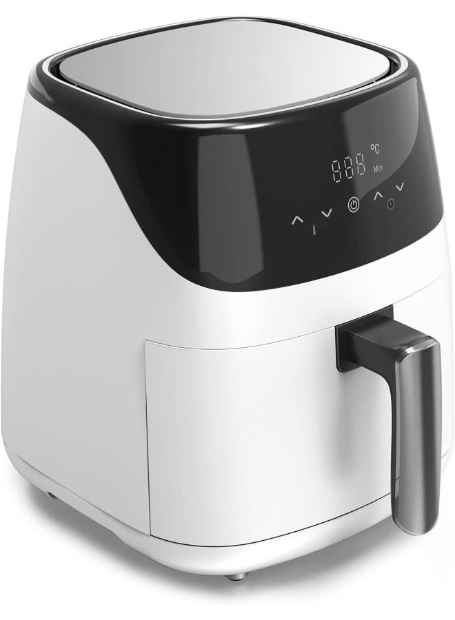 Air Fryer 5L, 8 Preset Programs, LED Touch Screen, Digital Display, Wide Range Adjustable Timer And Temperature Control, 1500W, Healthy Oil Free & Low Fat Cooking (White).
