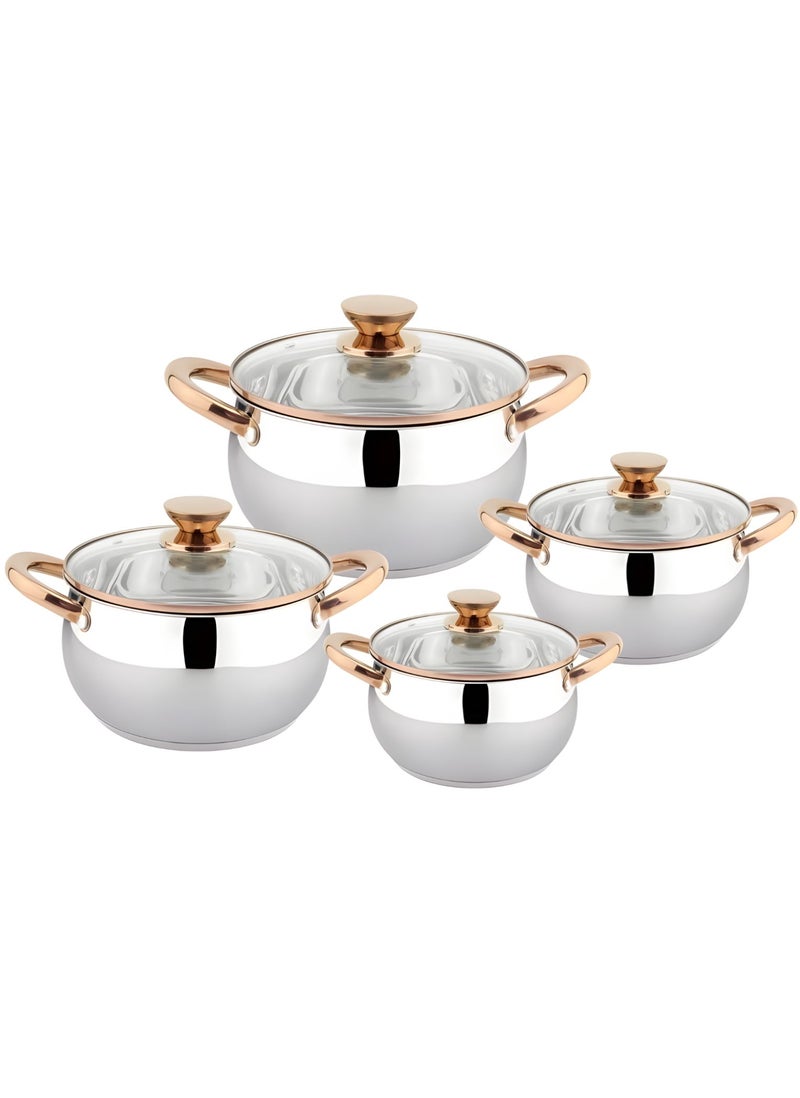 Goldensea 8 PCS Cookware Set with Lid, Pure Aluminium Body With 5-Layer Construction | Cookware Pot Set