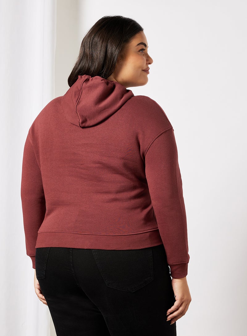 Plus Size Organic Cotton Hoodie Burgandy