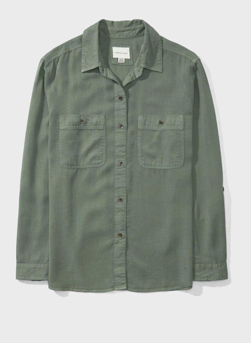 Pocket Detail Button Down Shirt