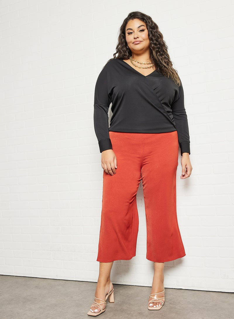 Plus Size Wrap T-Shirt Black