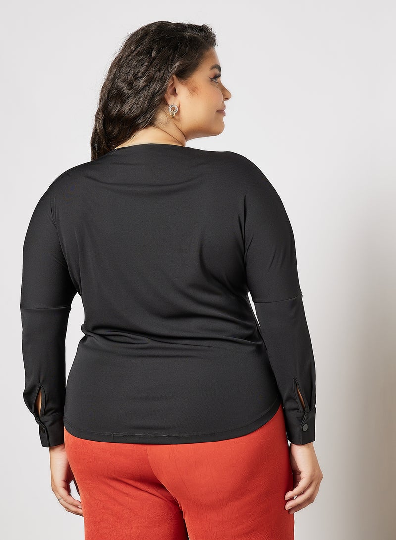 Plus Size Wrap T-Shirt Black