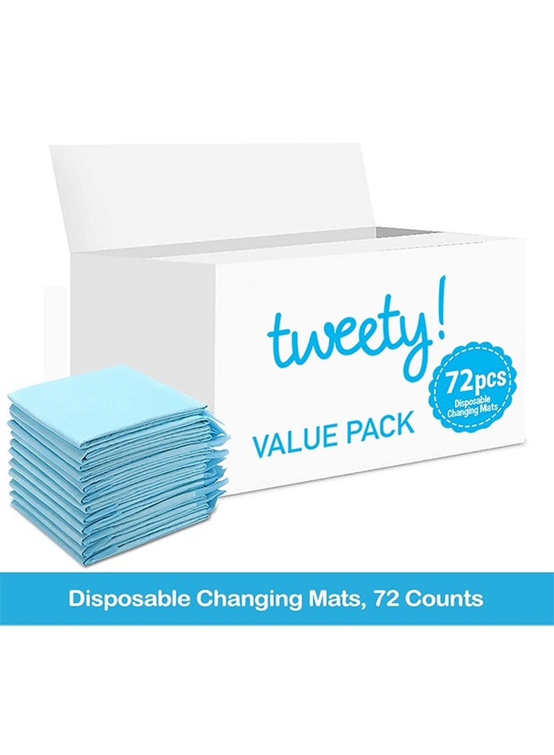 Tweety Disposable Changing Mats 72 Counts Soft Waterproof Mat Portable Leak Proof Changing Mat New Mom Leak Proof Under pad Mattress Table Protector Pad