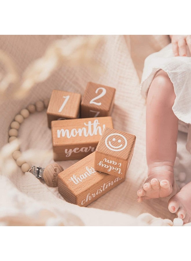 Milestone Blocks Set Of 6 Baby Age Blocks For Monthly Milestone Wooden Photo Props Set Perfect For Baby Shower And Keepsake