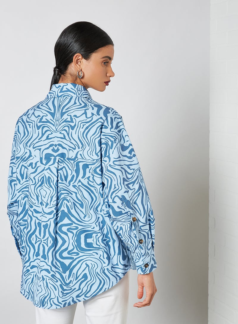 All Over Patterned Oversized Shirt