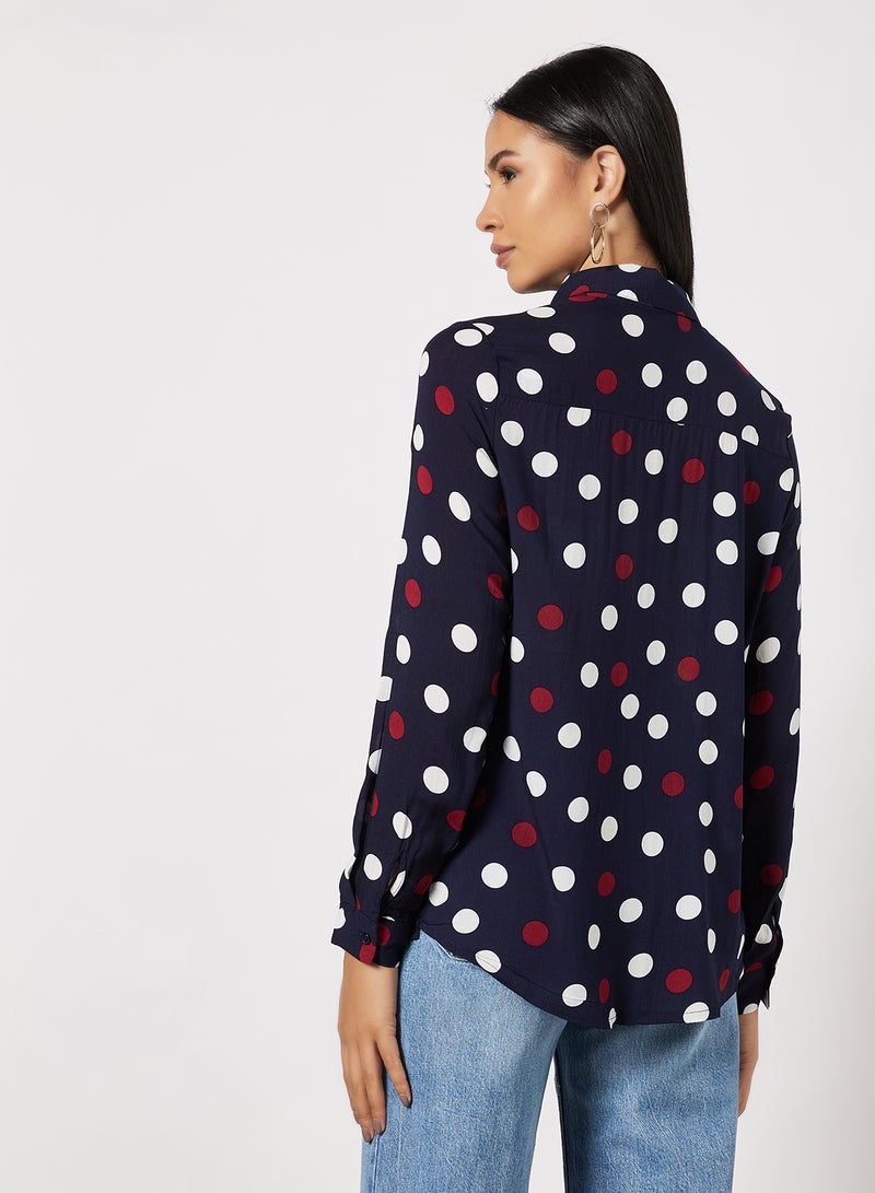 Polka Dot Shirt Navy