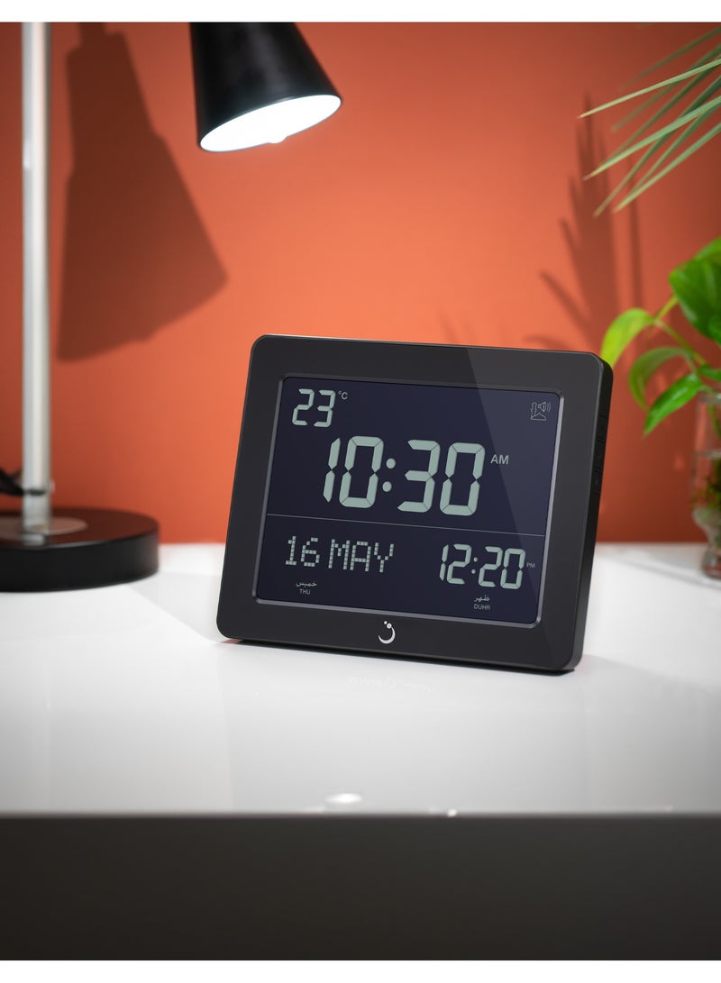 AlFajr Azan Alarm Clock CF-19 - Ramadan Clock Automatic Azan Five Times in 5 Different Voices - Simplified Manual for USA Cities (Black)