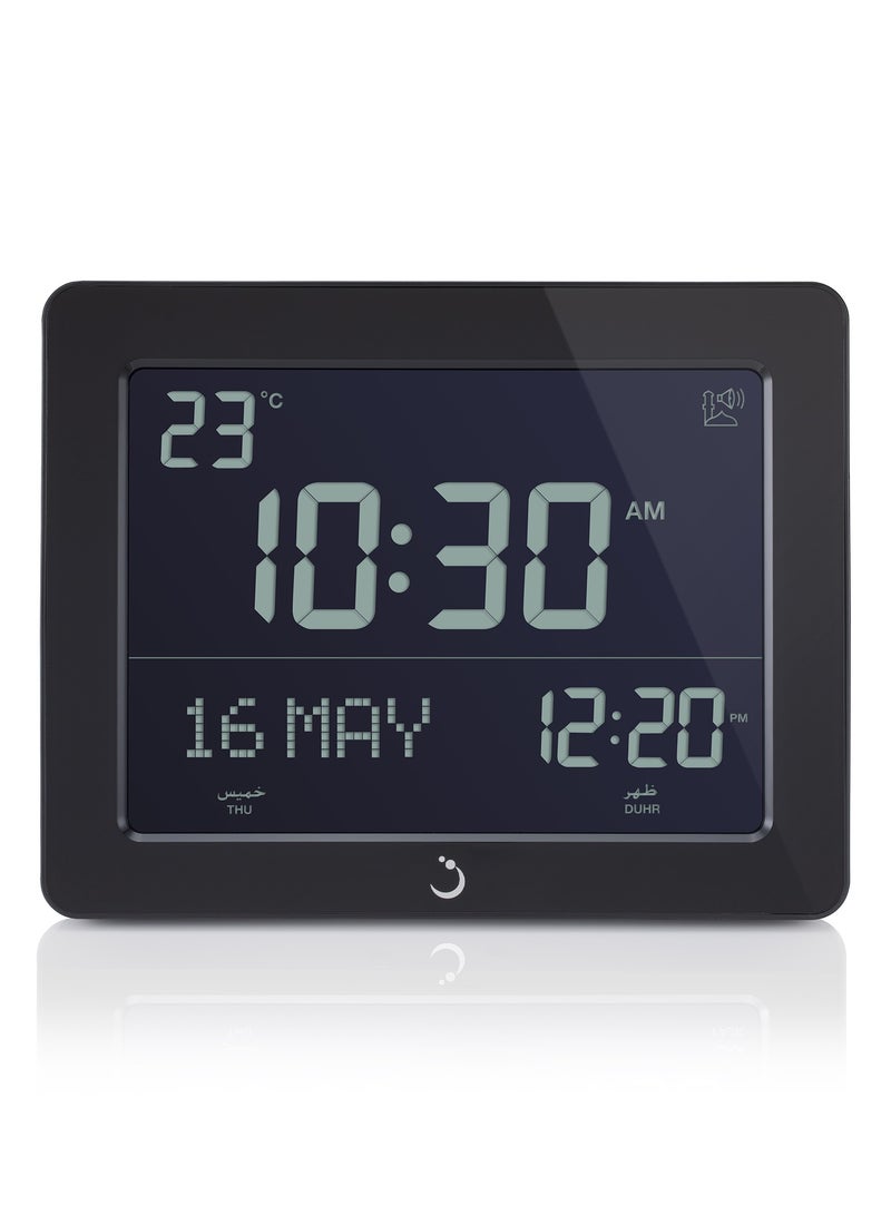AlFajr Azan Alarm Clock CF-19 - Ramadan Clock Automatic Azan Five Times in 5 Different Voices - Simplified Manual for USA Cities (Black)
