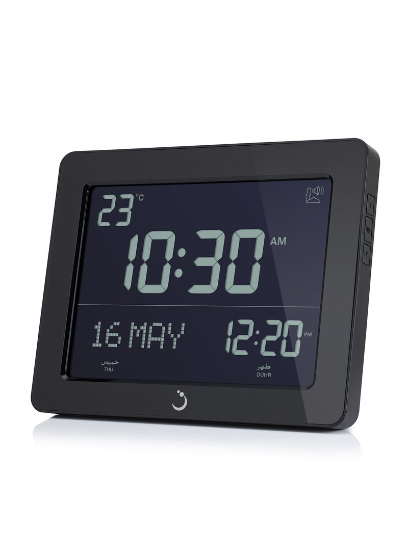 AlFajr Azan Alarm Clock CF-19 - Ramadan Clock Automatic Azan Five Times in 5 Different Voices - Simplified Manual for USA Cities (Black)