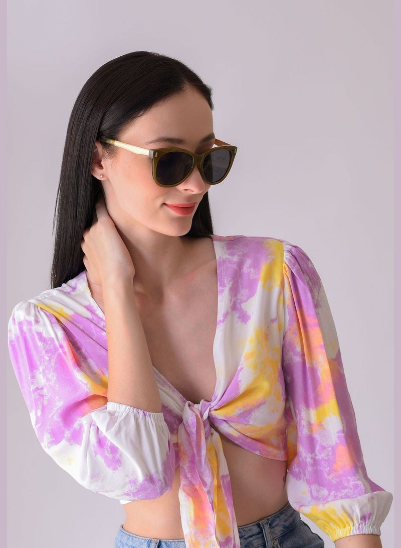 Women Black Lens Green Butterfly Sunglasses