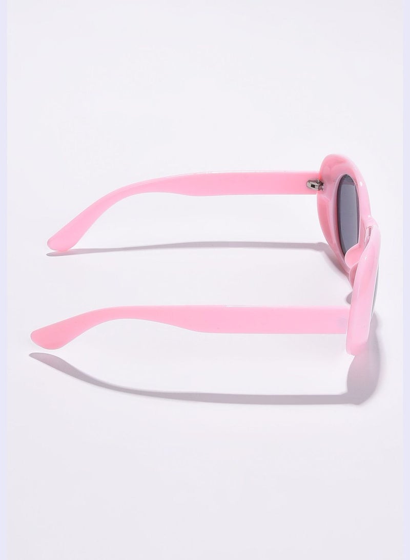 Women Black Lens Pink Oval Sunglasses