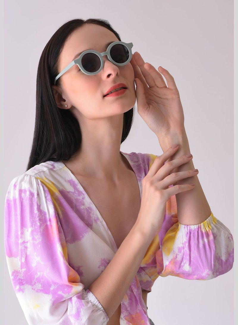 Women Grey Lens Silver-Toned Oval Sunglasses