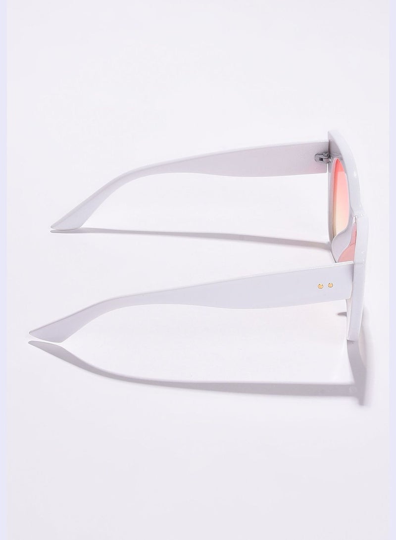 Women Pink Lens White Cateye Sunglasses