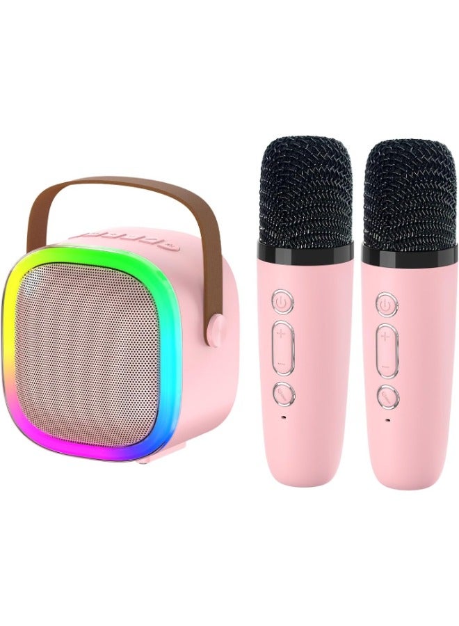 Ultimate Karaoke Set: Portable Bluetooth Speaker with Wireless Microphones - Perfect for Family Parties & Gifts - LED Lights, Clear Sound.