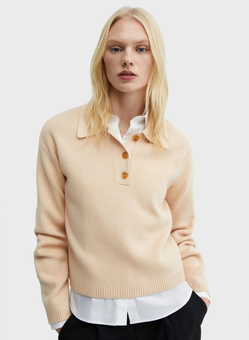 Polo Neck Knitted Sweater