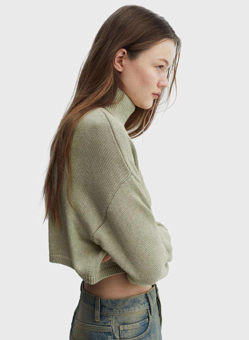 Turtle Neck Knitted Sweater