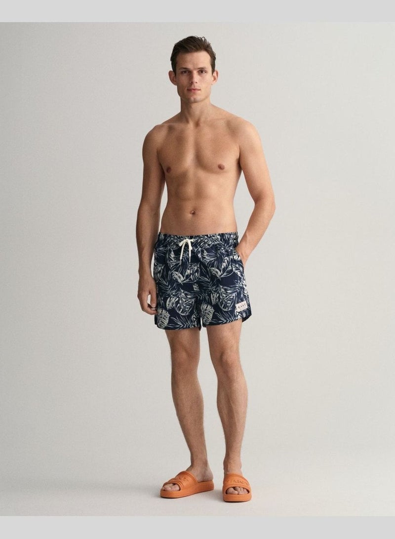 Gant Classic Fit Tropical Leaves Print Swim Shorts