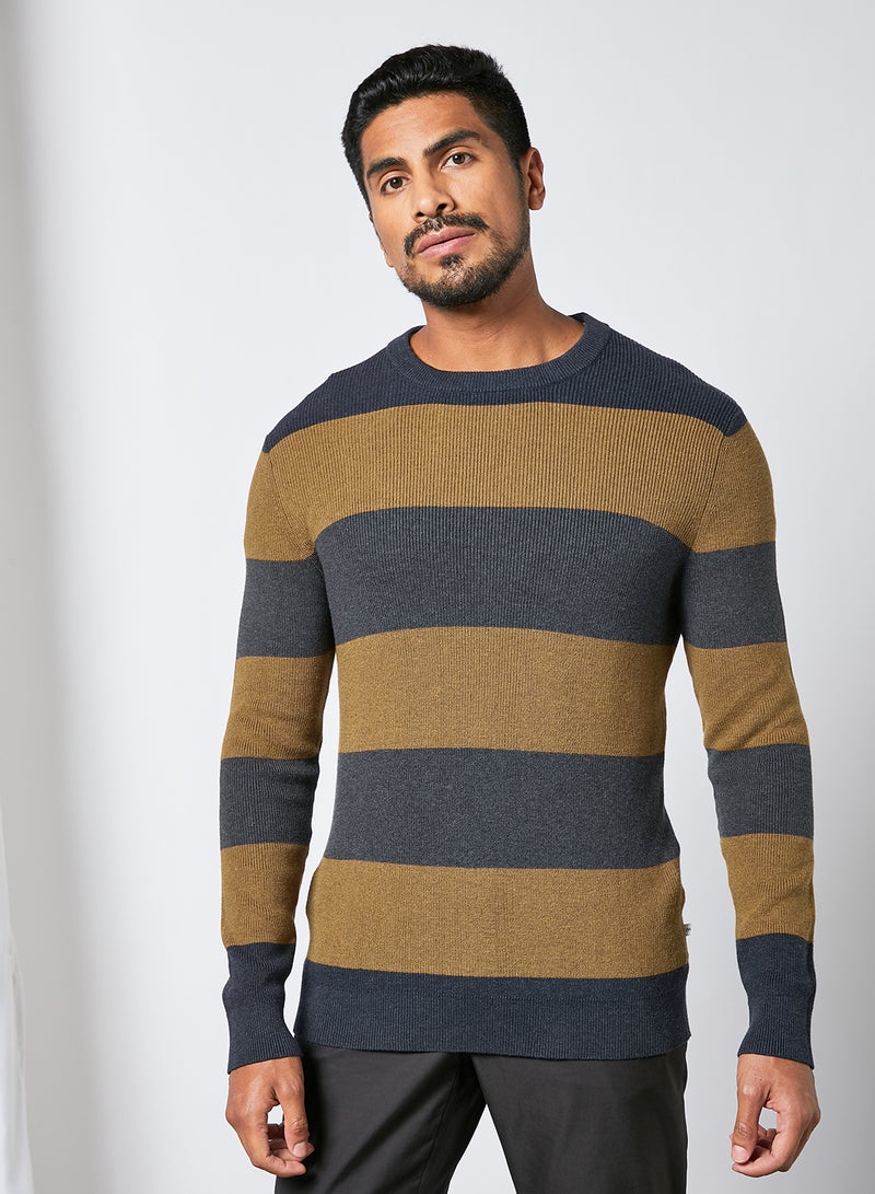 Wide Stripe Sweater Brown/Grey