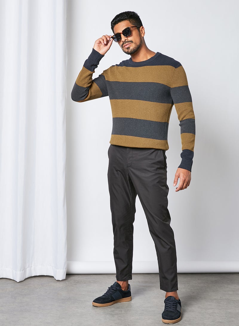 Wide Stripe Sweater Brown/Grey
