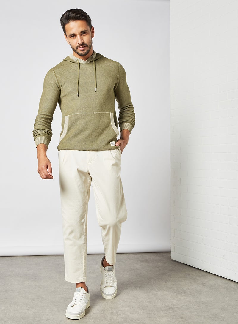 Basic Knit Hoodie Olive