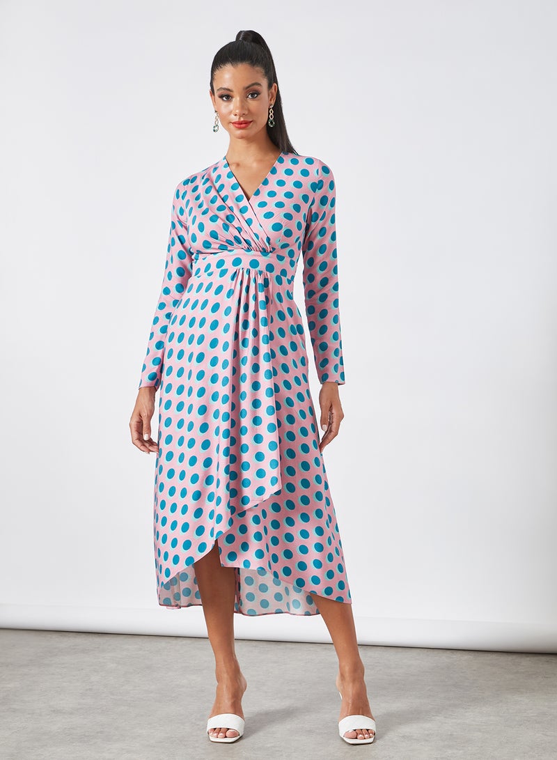 Polka Dot Wrap Dress Multicolour