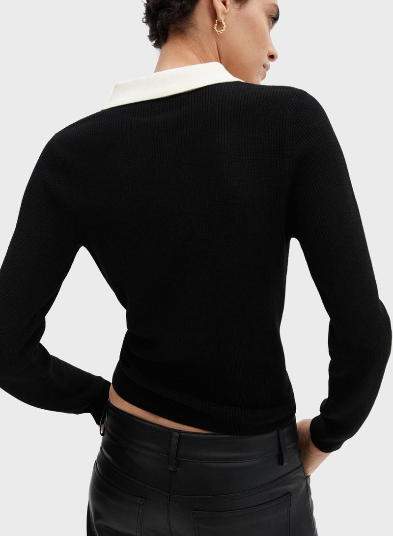 Collar Neck Knitted Sweaters