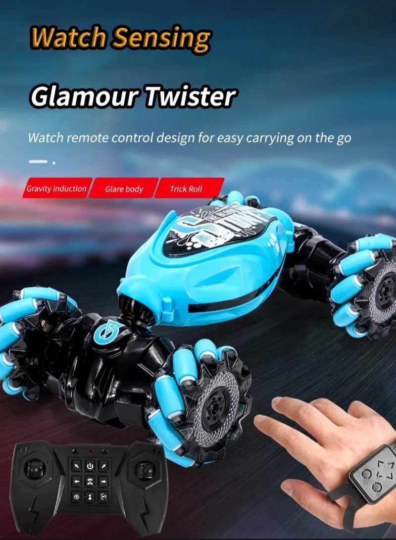 Revolutionary Blue Remote-Controlled Stunt Car.