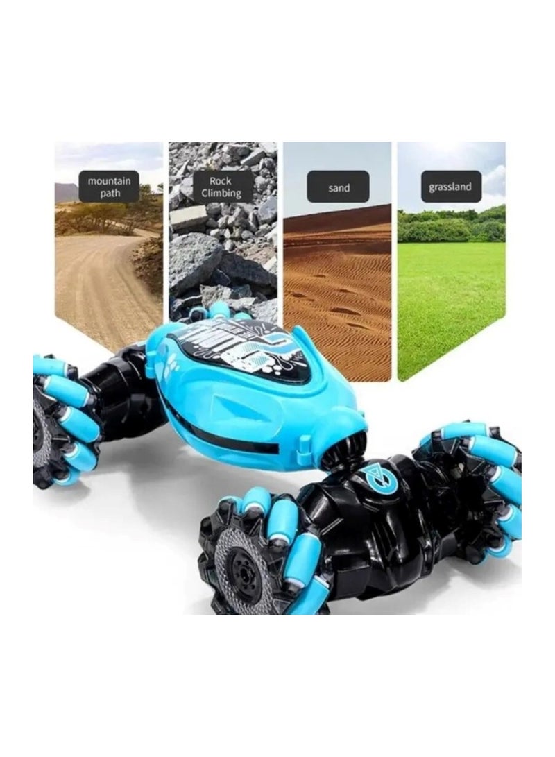 Revolutionary Blue Remote-Controlled Stunt Car.