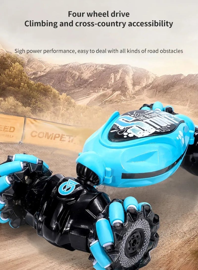 Revolutionary Blue Remote-Controlled Stunt Car.