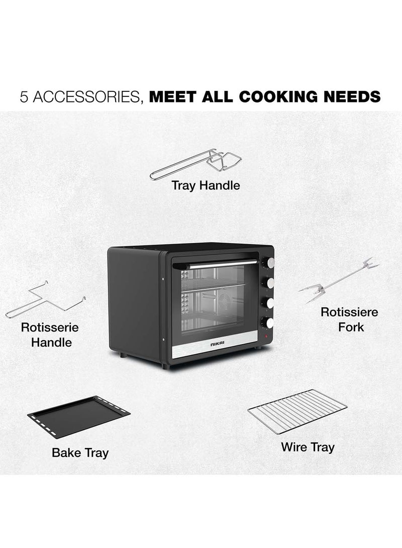 Electric Oven, , Adjustable Temperature, 4 Stages Heating, 60-Min Timer With Bell, High-Efficiency S.S. Heating, Rotisserie And Convection, Inside Light, Keep Warm Function 65 L 2200 W NT6500SRC2 Black