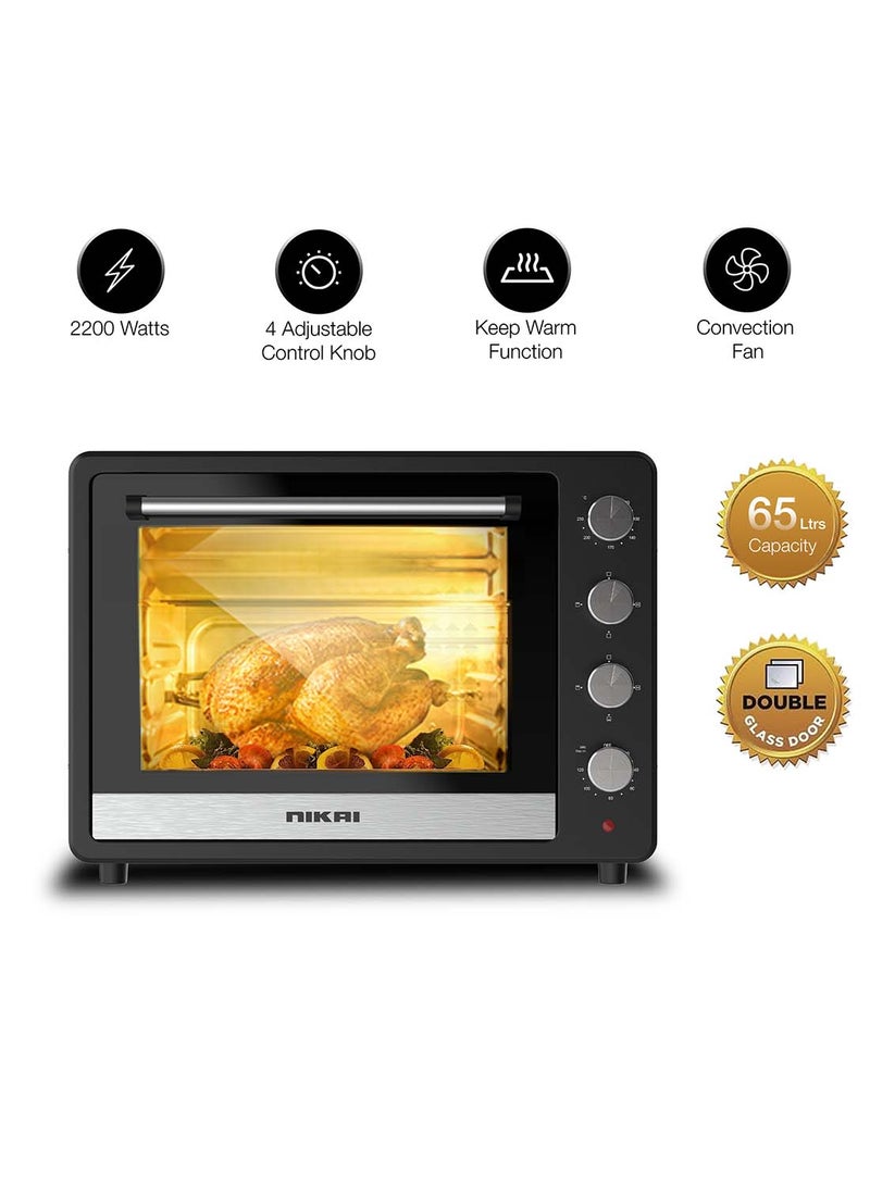 Electric Oven, , Adjustable Temperature, 4 Stages Heating, 60-Min Timer With Bell, High-Efficiency S.S. Heating, Rotisserie And Convection, Inside Light, Keep Warm Function 65 L 2200 W NT6500SRC2 Black