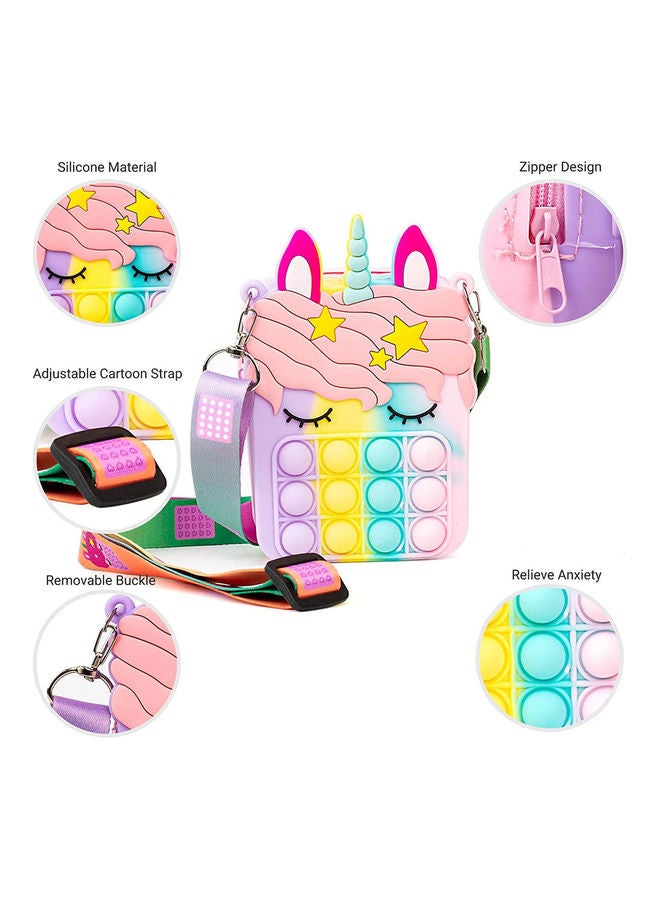 Unicorn Bubble Sensory Fidget Stress Relieve Shoulder Bag Toy For Girls 8.5x13.5x4cm