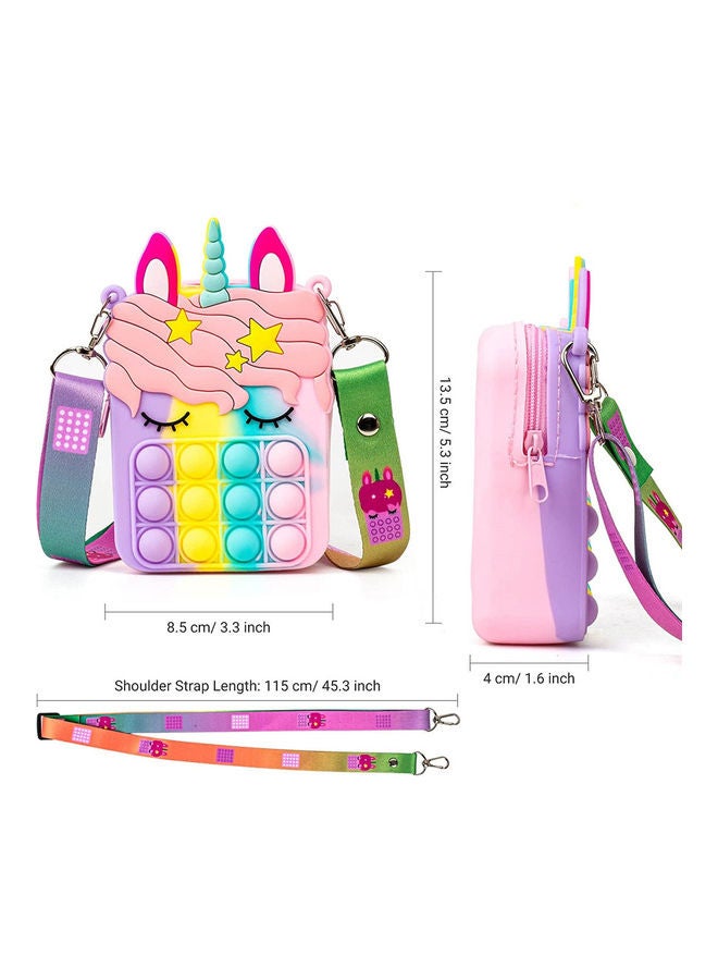 Unicorn Bubble Sensory Fidget Stress Relieve Shoulder Bag Toy For Girls 8.5x13.5x4cm
