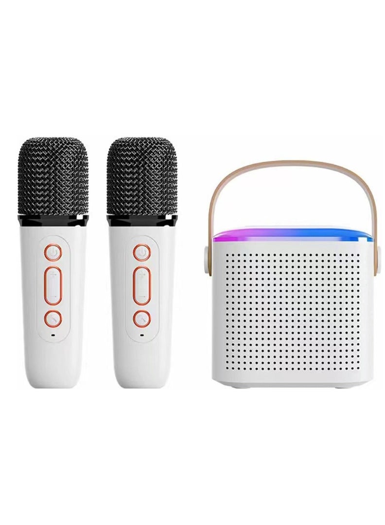Karaoke Portable Bluetooth Speaker With two Wireless Microphone TF Card AUX Connectivity and Type-C Charging